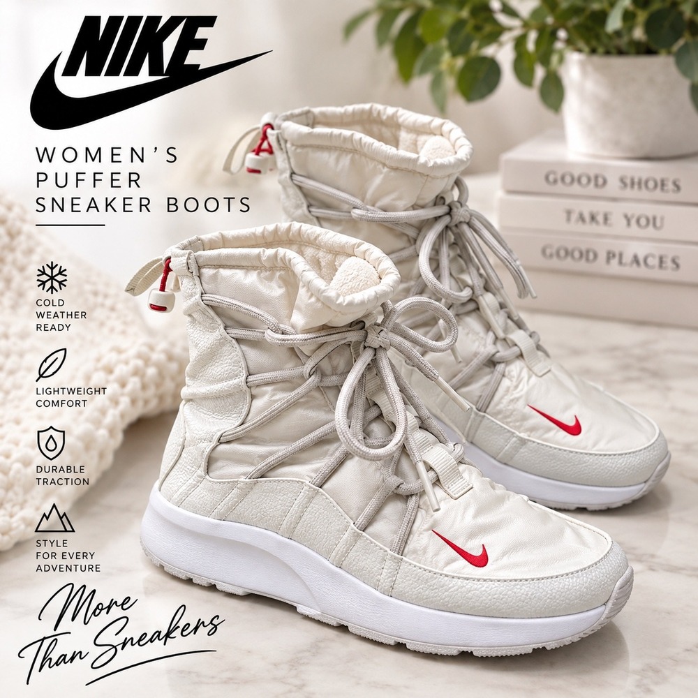Nike Women Tanjun High Rise Sneaker Boots Desert Sand Red AO0355-005 Size 7.